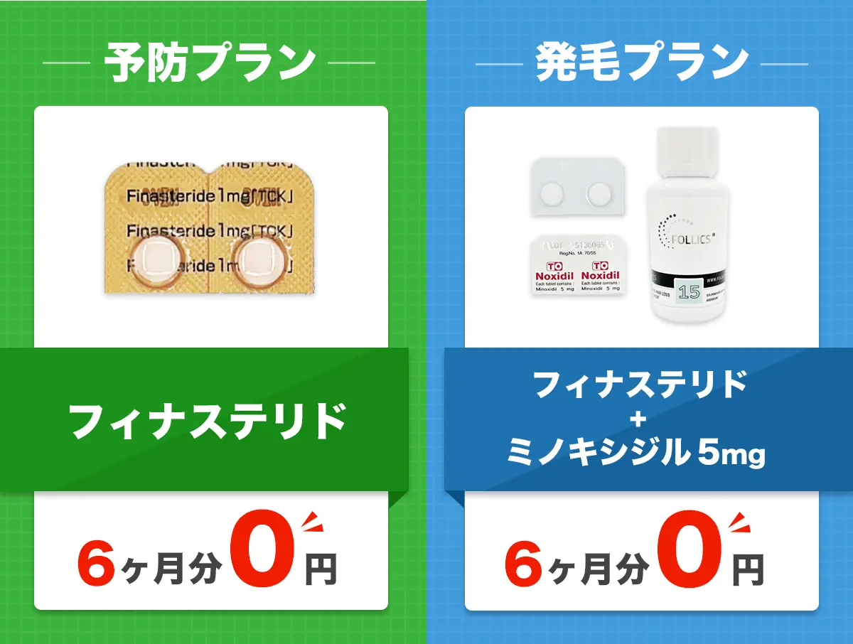 予防プラン フィナステリド 6ヶ月分0円 発毛プラン フィナス+ミノキ5mg